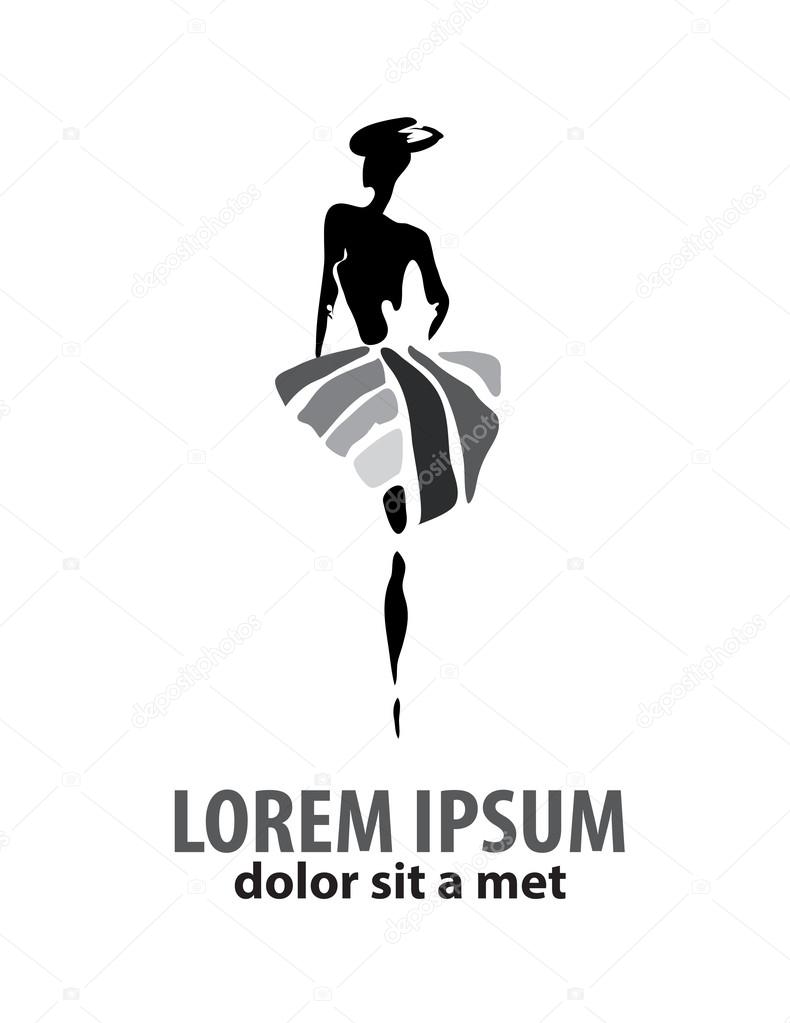 Shop logo, silhouette of the girl in a hat