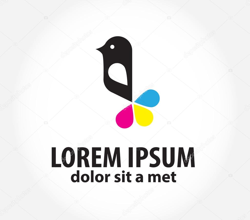 Bird logo design template for printing, polygraphy