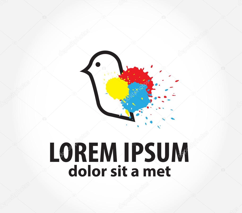 Bird logo design template for printing, polygraphy