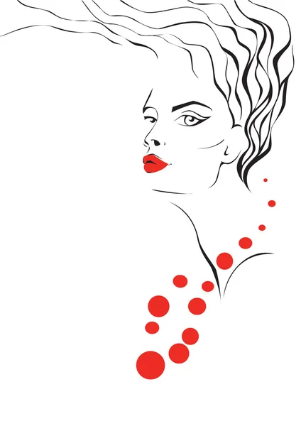 Silhouette visage femme aux cheveux ondulés — Image vectorielle