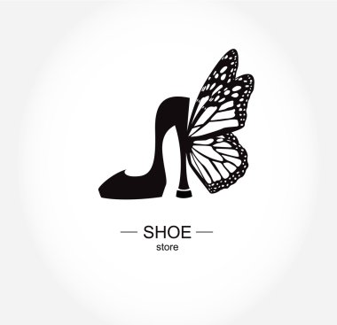 Logo Ayakkabı mağazası, alışveriş, moda koleksiyonu, butik label. 