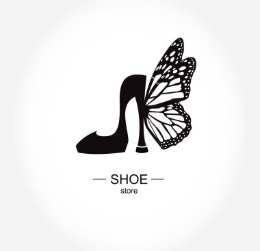 Logo shoe store, shop, fashion collection, boutique label. 