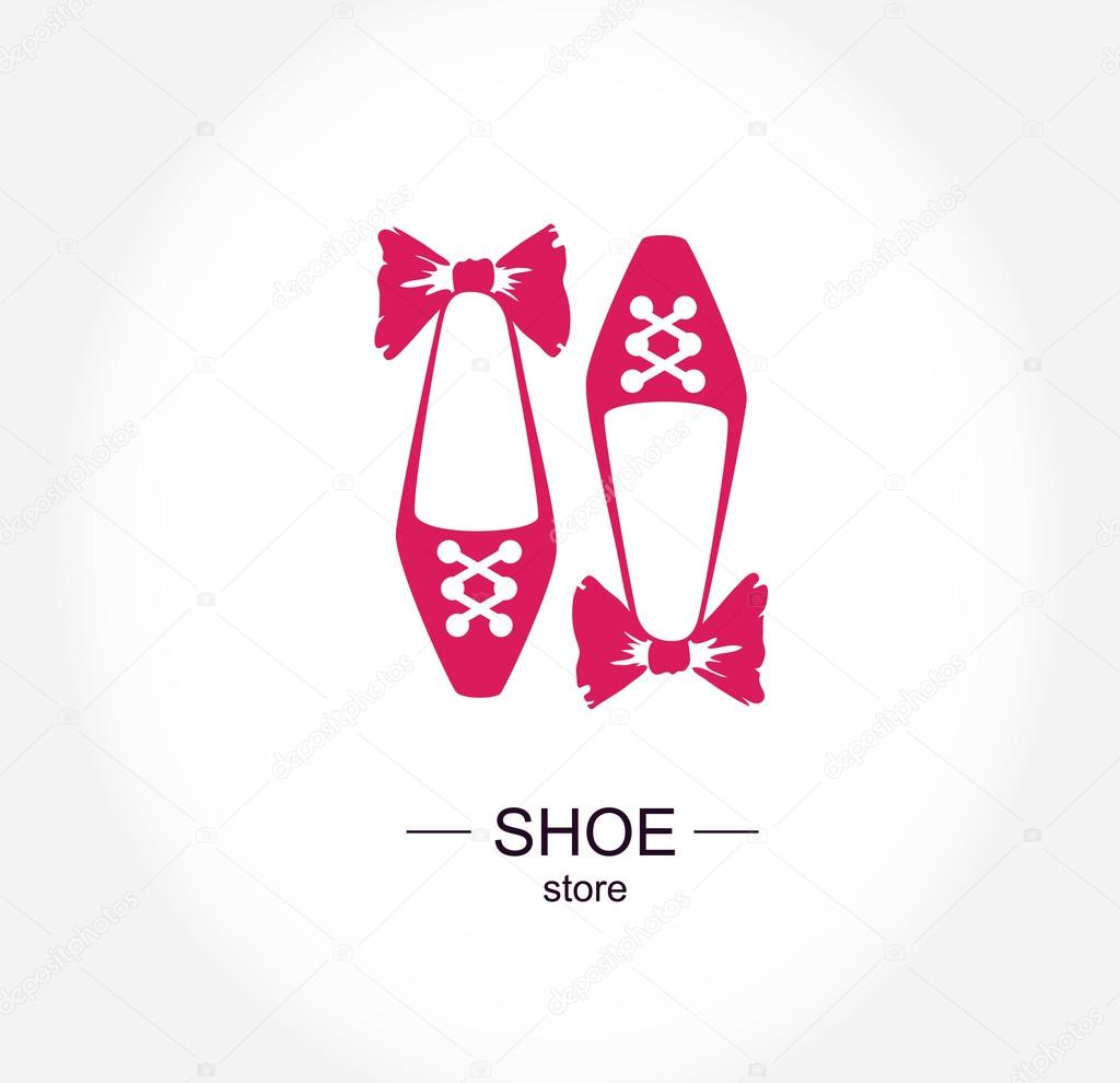 Stylized pink female shoes, with a bow