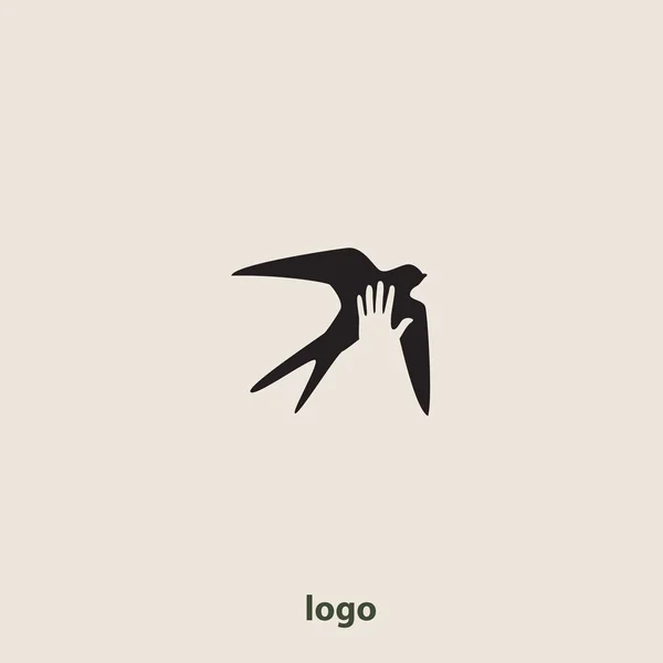 Swallow bird abstract vector logo design template. — Stock Vector