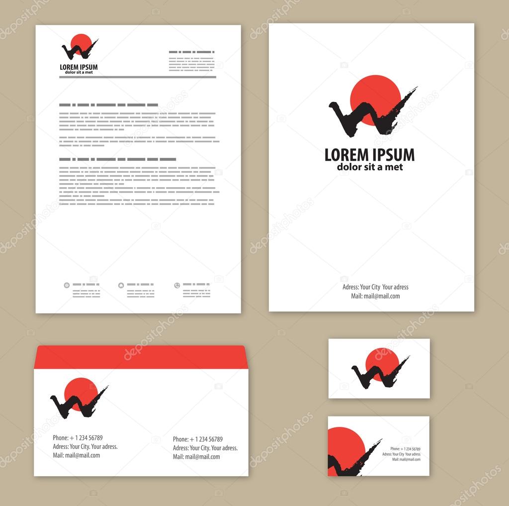 Corporate Identity mountains and sun. Mock up template