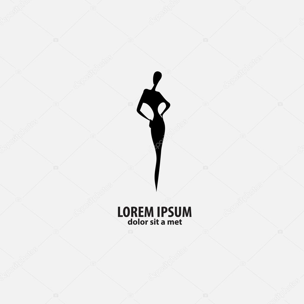 Shop logo, silhouette of the fashion girl