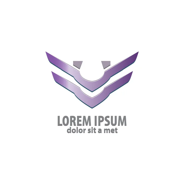 Design Logo Icon Vorlage mit Buchstabe u. abstrakten Flügel — Stockvektor