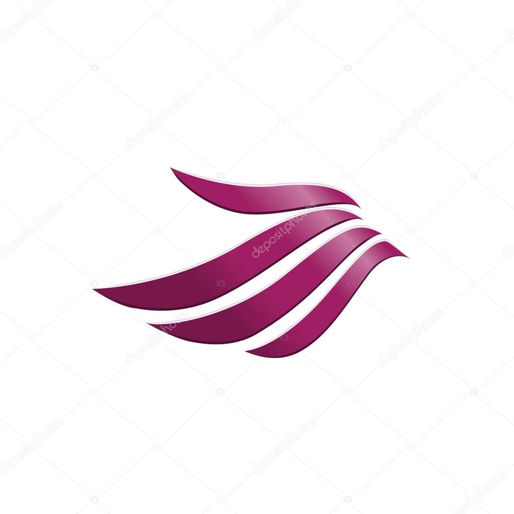 Vector 3d abstract wing flying logo for company isolated