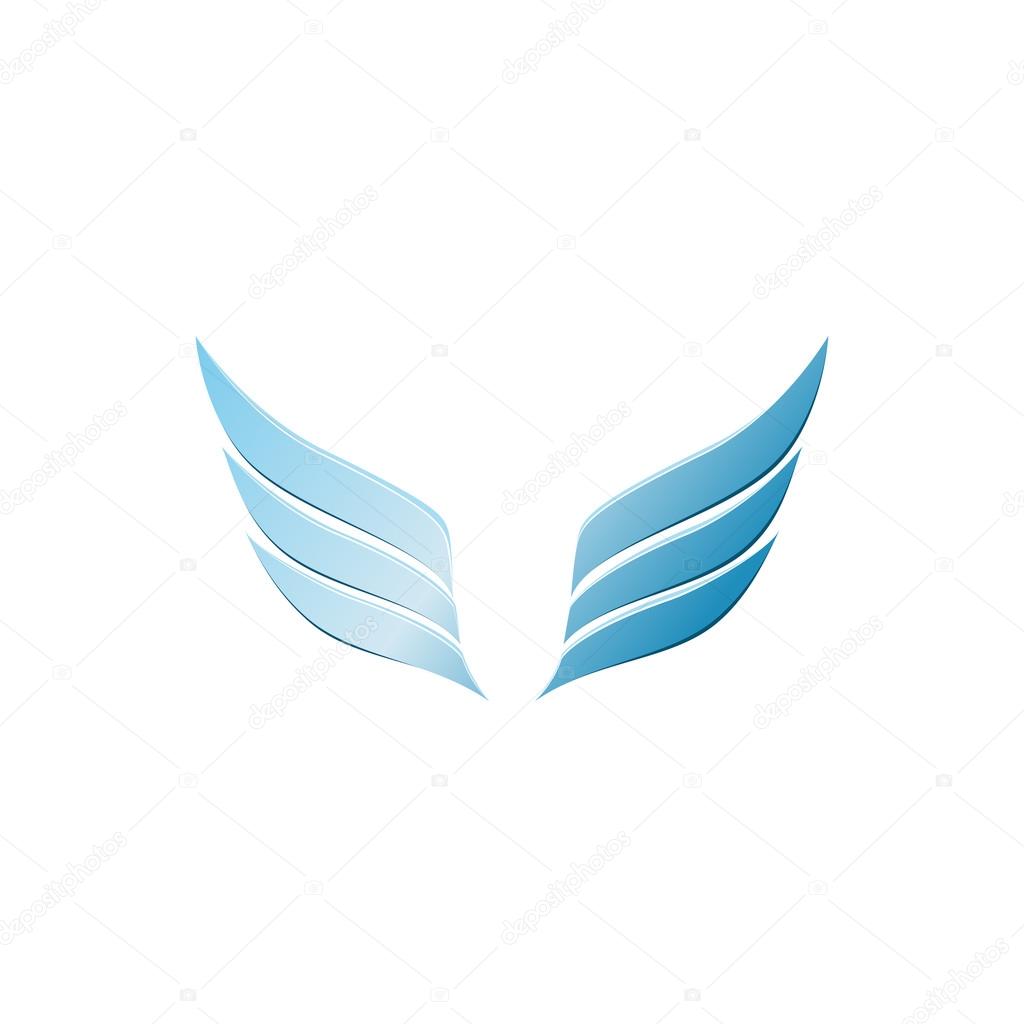 Vector 3d abstract wing flying logo for company isolated