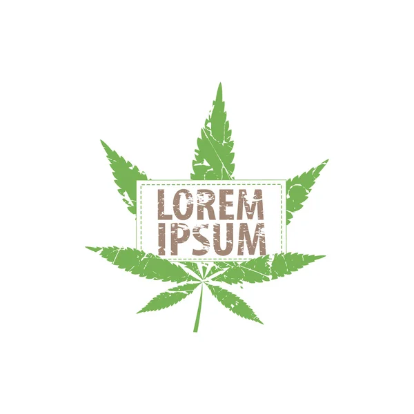 Logo cannabis leaf. Lämpliga kläder gjorda av hampa. — Stock vektor