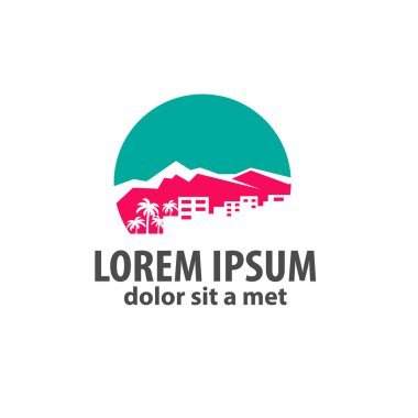 şehir ve palmiye silüeti logolu