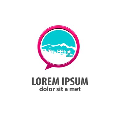 şehir ve palmiye silüeti logolu
