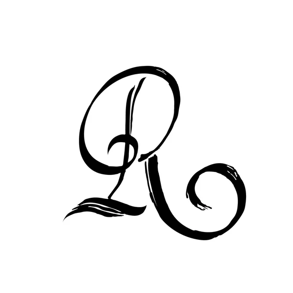 Bokstaven R - Script. handen ritade bokstäver. — Stock vektor