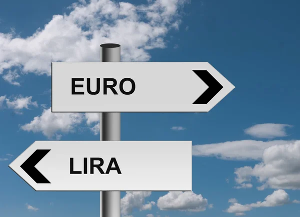 Euro lira - concepto de crisis de la eurozona — Foto de Stock