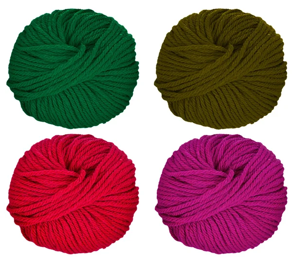 Autumn colour balls of wool, yarn, white background — Stock Photo, Image