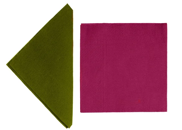 Paper napkins, serviettes isolated - olive green and burgundy — Stock Photo, Image