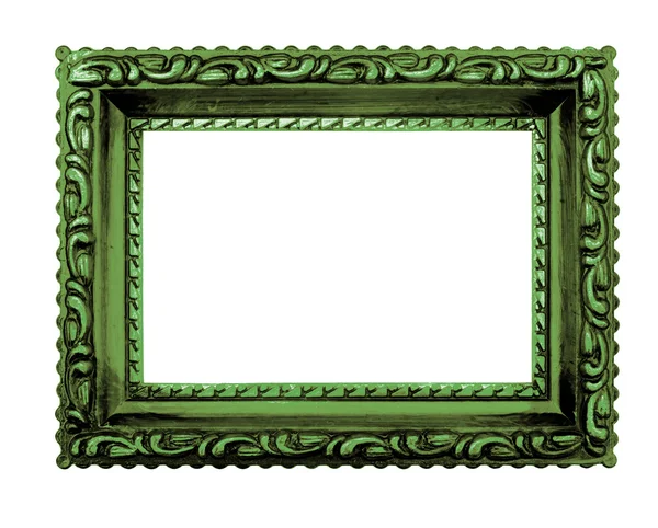 Shabby chic grön bild ram, vit bakgrund — Stockfoto
