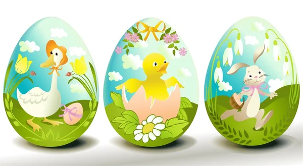 Huevos de Pascua decorados — Vector de stock