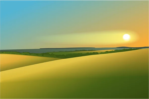 Ländliche Landschaft mit Sonnenuntergang — Stockvektor