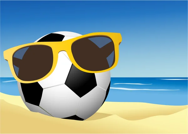 Fútbol en una playa de arena — Vector de stock