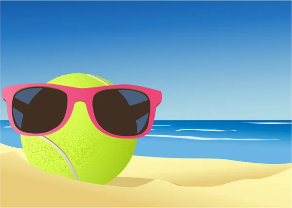 Тенісний м'яч на пляжному піску — стоковий вектор