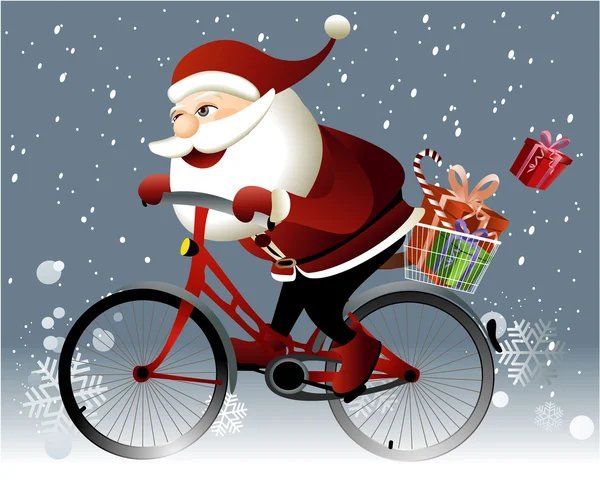 Santa claus, jízda na kole — Stockový vektor