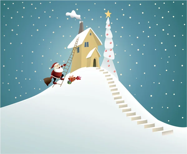 Santa claus leveren van cadeaus — Stockvector