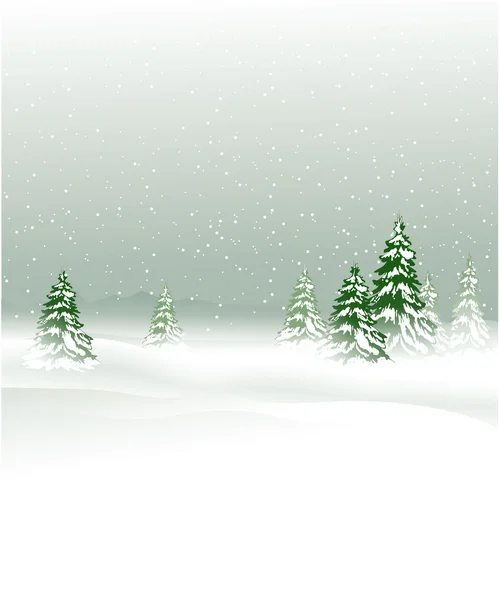 Paisaje invernal con árboles de Navidad — Vector de stock