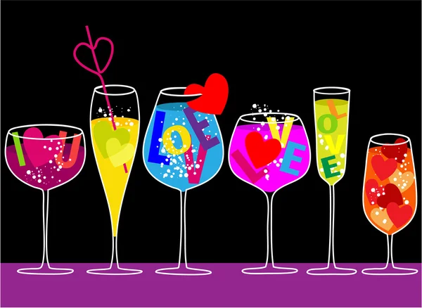 Valentine love drinks — Stock Vector