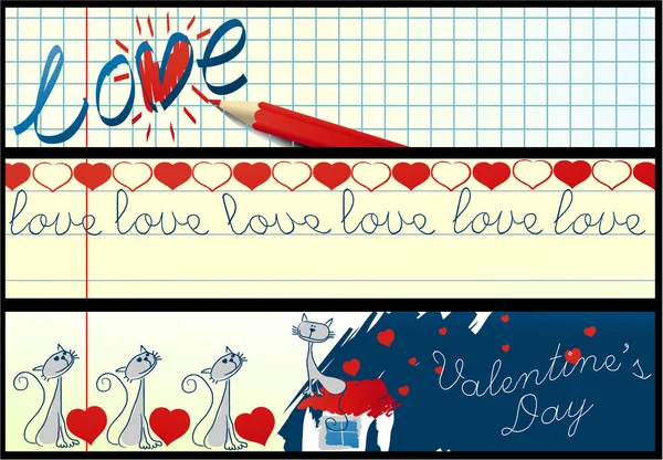Valentine school banners — Stockvector