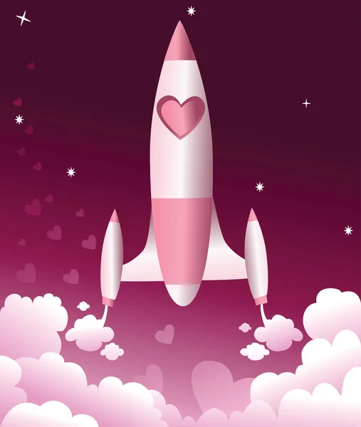 Valentine love rocket — Stock Vector