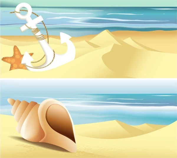 Banner da spiaggia estivi — Vettoriale Stock