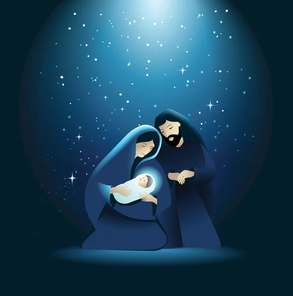 Nativity scene with Holy Family — Stock Vector