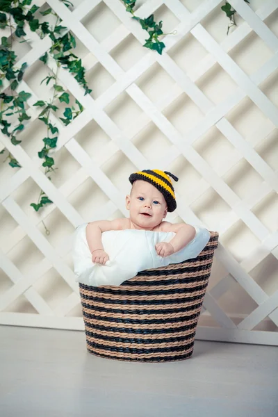 Blue, one, people, happiness, white, background, young, pretty, beautiful,flowers , a bed , a child in flowers, sweet, beauty, hat, man, child, soft, toy, small, innocence, photo, baby, childhood, lying, sleeping, baby, nest, a fisherman, a basket, — ストック写真