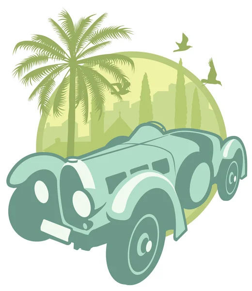 Pegatina vintage con un coche deportivo — Vector de stock