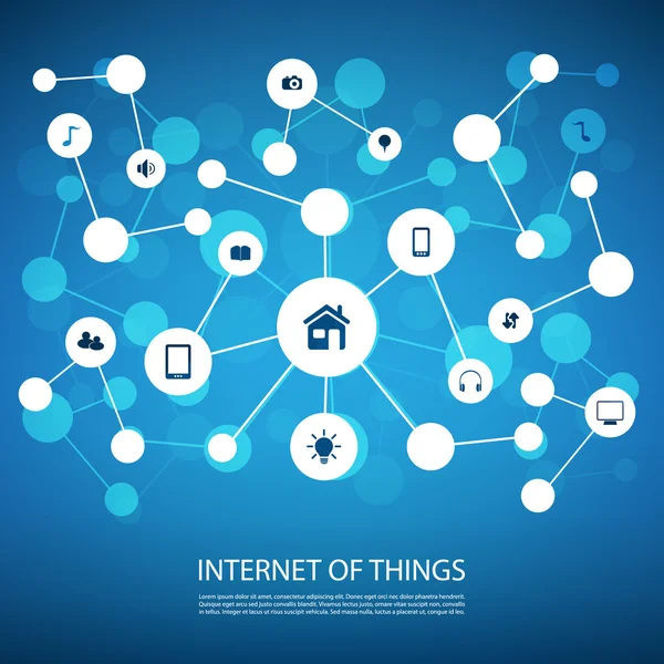 White And Blue Network Design Concept With Icons - Internet Of Things — 스톡 벡터