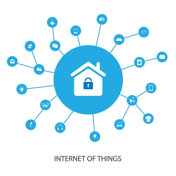 Internet van dingen en conceptontwerp van netwerken — Stockvector