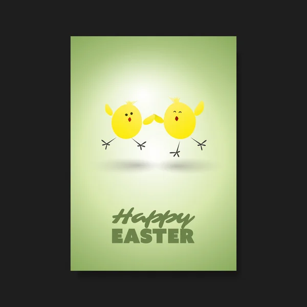 Easter Greeting Card, Flyer, Cover Background Template Design With Funny Dancing Happy Chickens — Stock Vector
