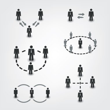 Ağlar, bağlantıları: Sosyal, iş ilişkisi, takım Icons Set