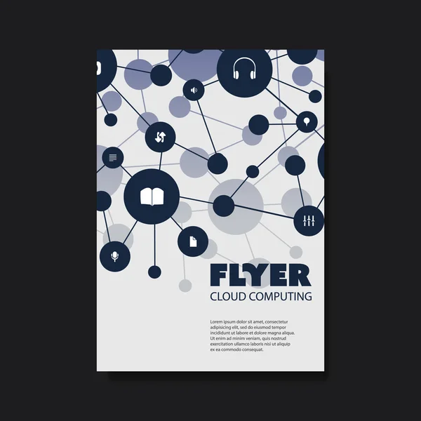 Flyer van de ontwerpsjabloon Cover met Cloud Computing, netwerken Design achtergrond — Stockvector