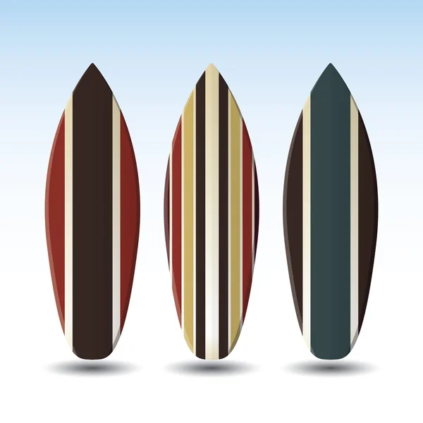 Design de pranchas de surf vetoriais com padrão listrado — Vetor de Stock