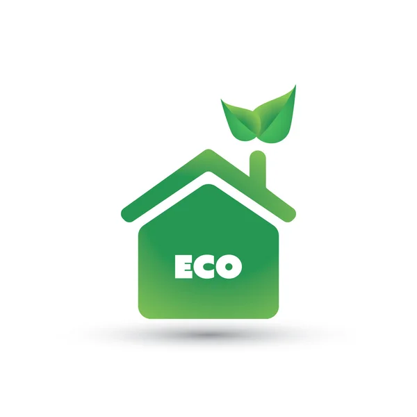 Эко-дом, дом и дизайн - домовая икона с листьями — стоковый вектор