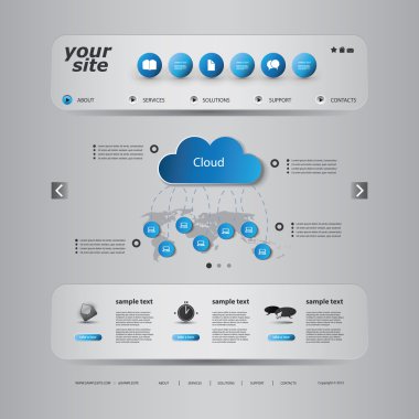  Tema bulut ile bir sayfa web sitesi şablonu 