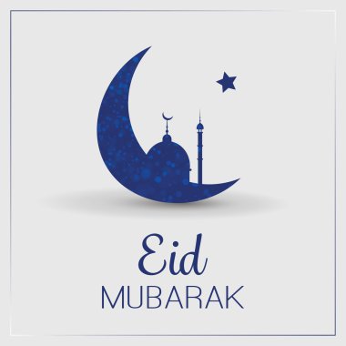 Müslüman topluluk Festivali için Eid Mubarak - gökyüzünde ay - tebrik kartı 