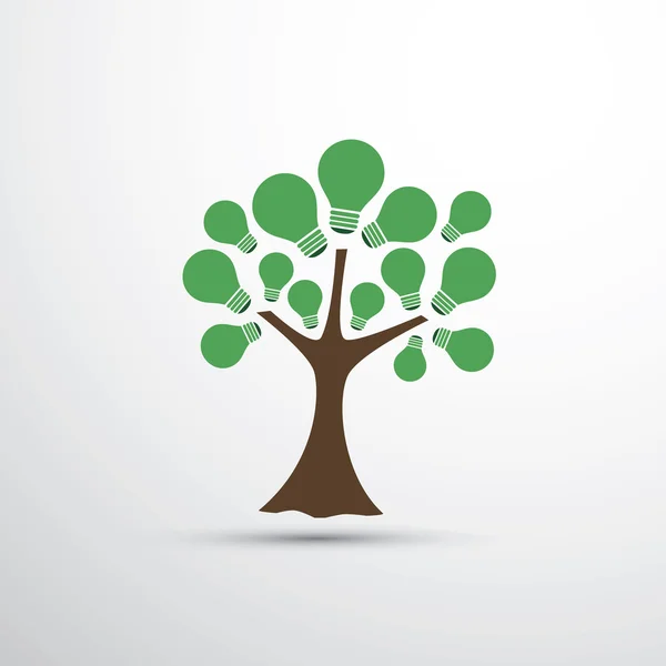 Design de conceito de economia de energia, árvore com folhas em forma de lâmpada — Vetor de Stock