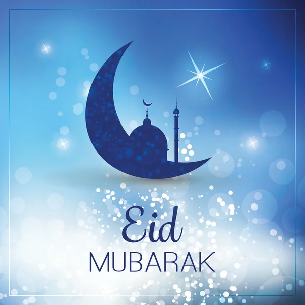 Eid Mubarak - Luna en el cielo - Tarjeta de felicitación para el Festival de la Comunidad Musulmana — Archivo Imágenes Vectoriales