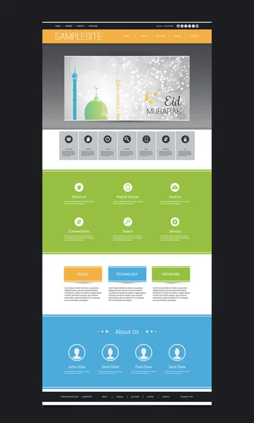 Conception de modèle de site Web - Aïd Moubarak thème — Image vectorielle