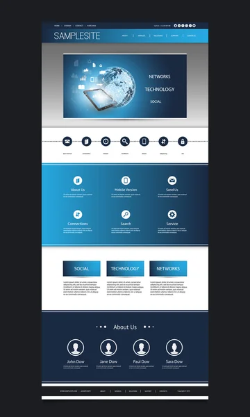 Návrh šablony webu se konceptem sítě pozadí — Stockový vektor