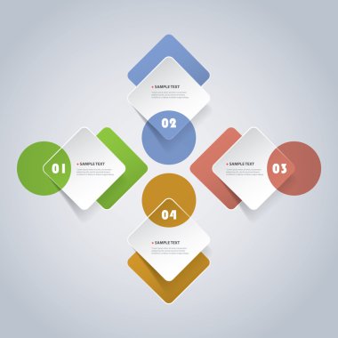 Renkli en az kağıt Infographics tasarım, sunu şablonu - tur kareler kesin.