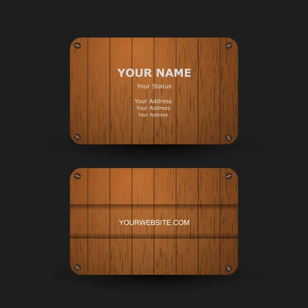 Plantilla de tarjeta de visita con fondo de madera — Archivo Imágenes Vectoriales